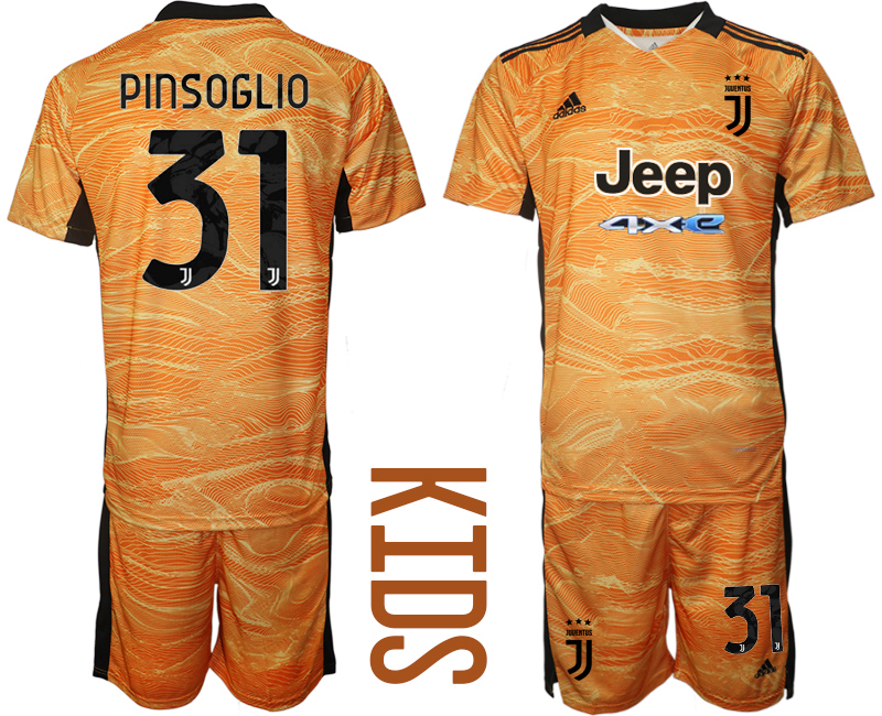Youth 2021-2022 Club Juventus orange yellow goalkeeper #31 Soccer Jersey->customized soccer jersey->Custom Jersey